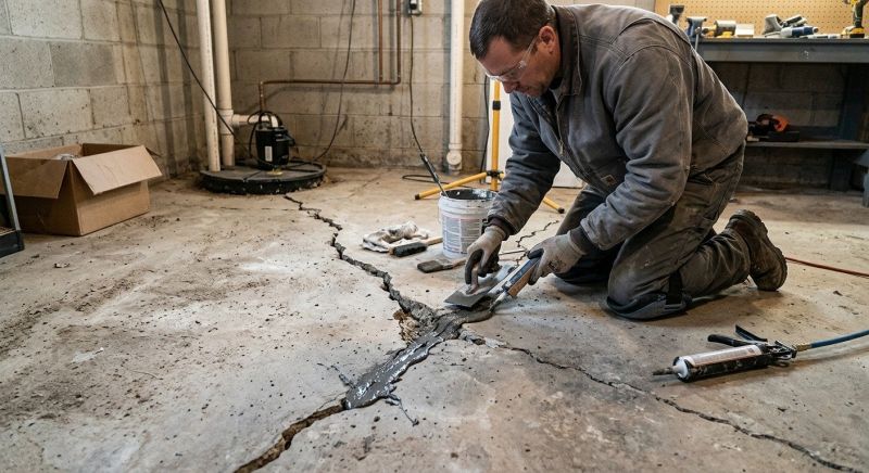 Cracked Basement Floor Repair in Moneta, VA